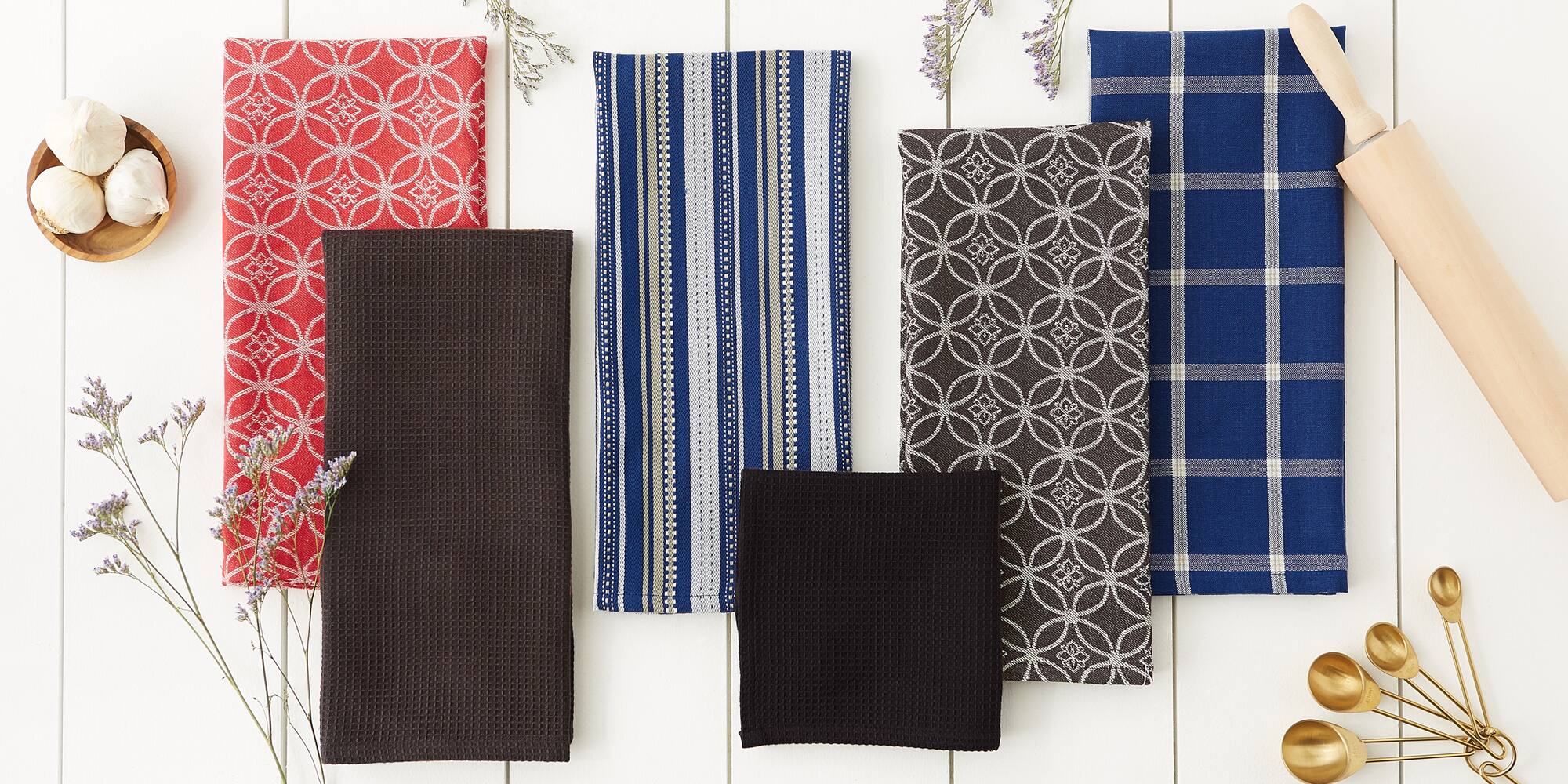 DII® Assorted Dark Brown Dishtowel & Dishcloth (Set of 5)